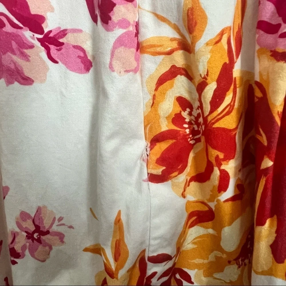 Great Jones White Pink Floral Printed Tank Midi Dress